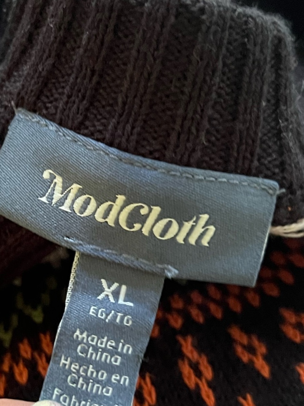 Modcloth Black Halloween Ghost Fair Isle Cozy Commitment Sweater Dress NWT XL - Picture 7 of 13